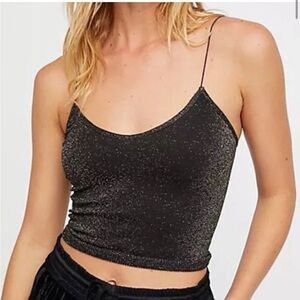 NWOT Free People Metallic Skinny Strap Brami Tank Cropped Top XS/S